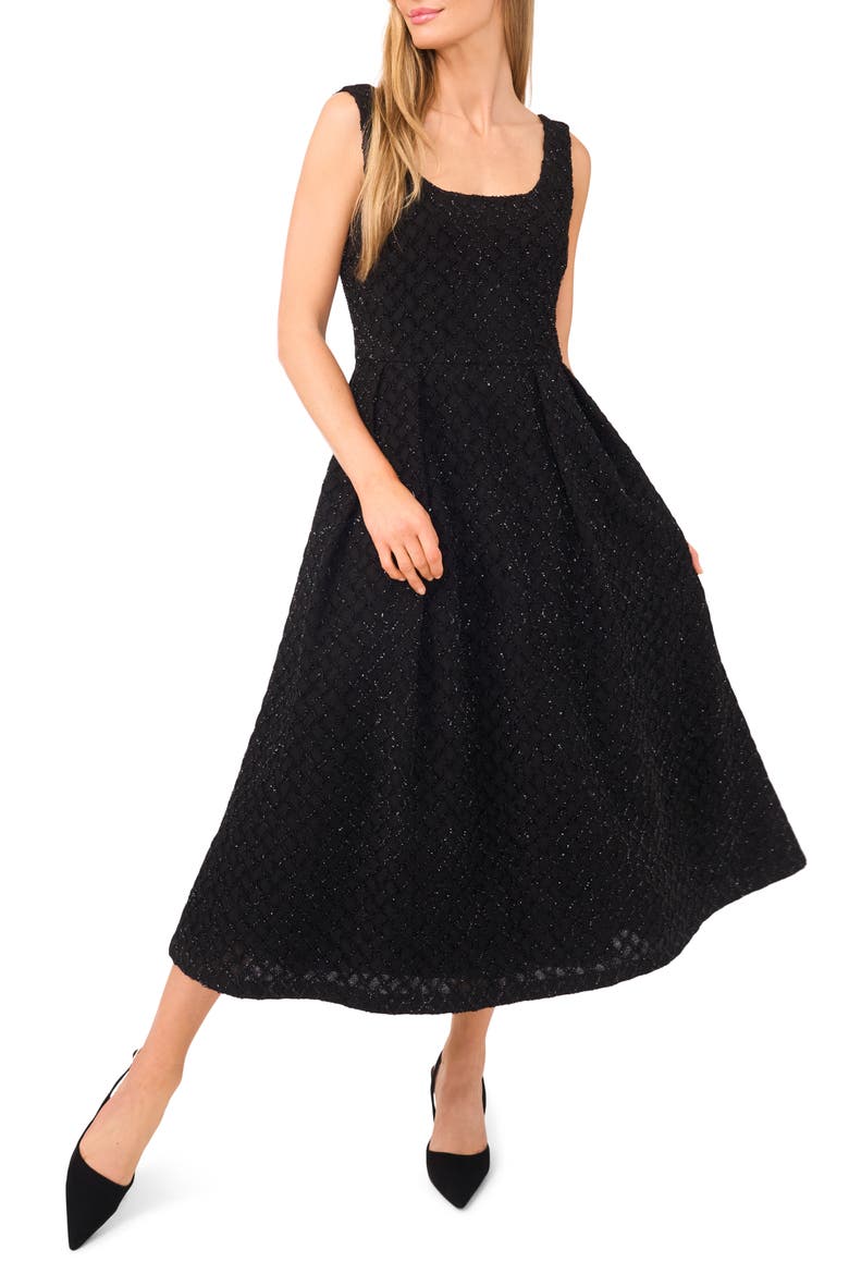 Sequin Grid Midi Dress, Main, color, RICH BLACK