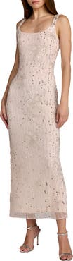 Mac Duggal Women's Beaded Mesh Scoop Neck Fitted Gown With Bows