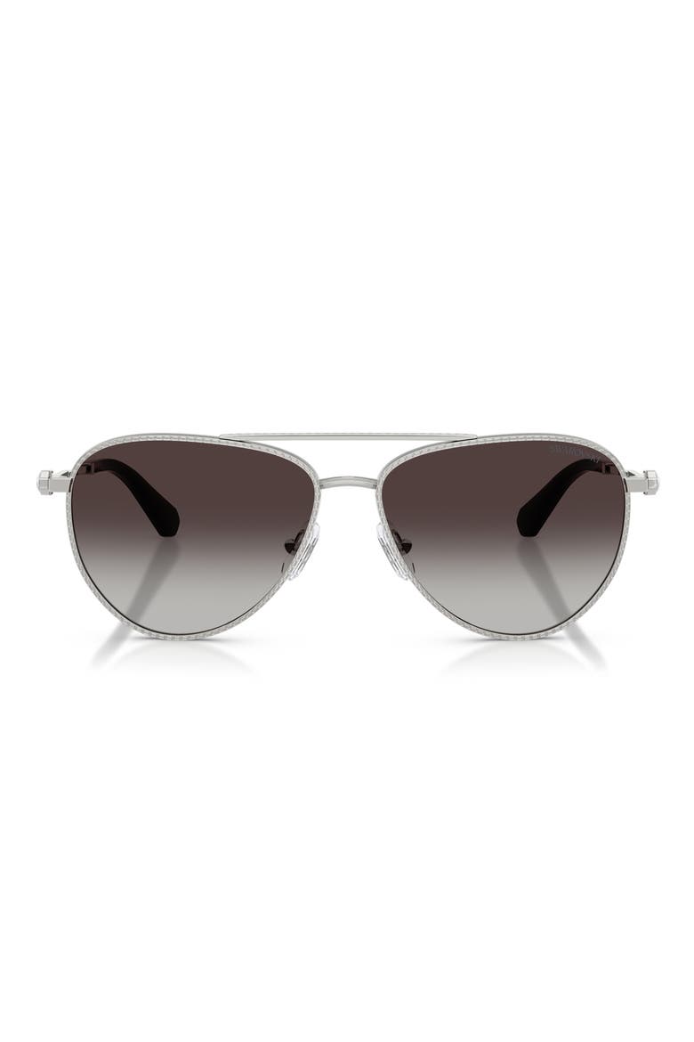 59mm Pilot Sunglasses, Main, color, SILVER / GRADIENT GREY