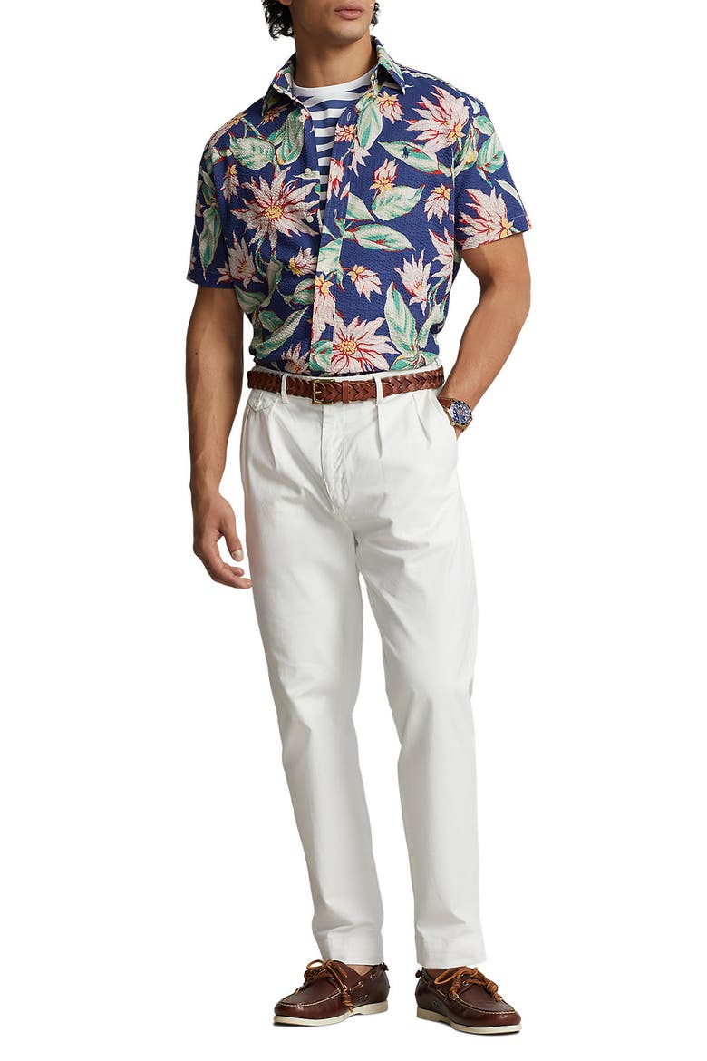 Floral Seersucker Short Sleeve Button-Down Shirt, Alternate, color, BELLEVILLE FLORAL