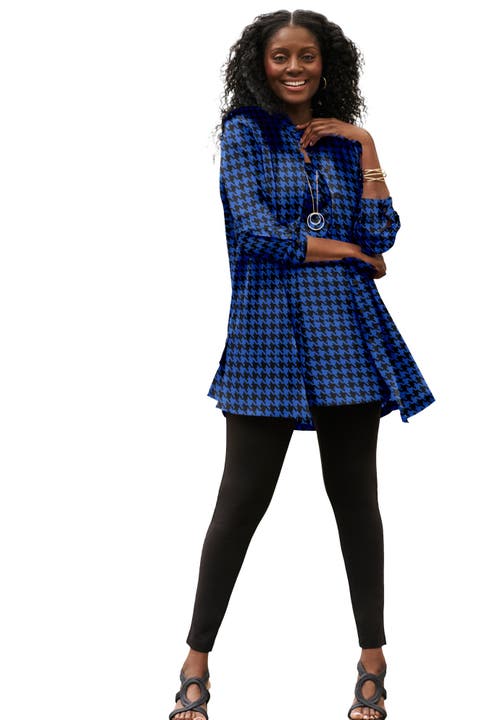 Jessica London Georgette Button Front Tunic In Blue