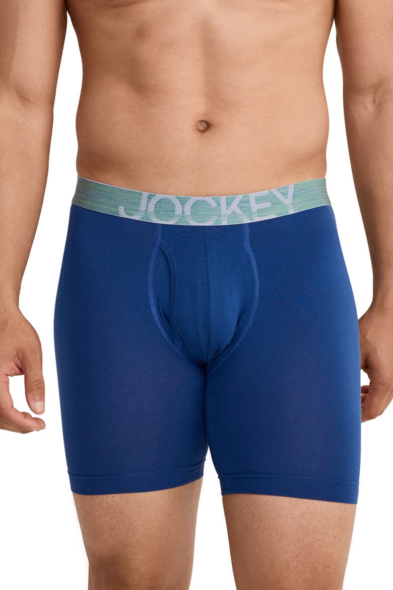 Men's ActiveStretch 7" Long Leg Boxer Brief - 3 Pack, Alternate, color, Charcoal Heather/Marina Blue