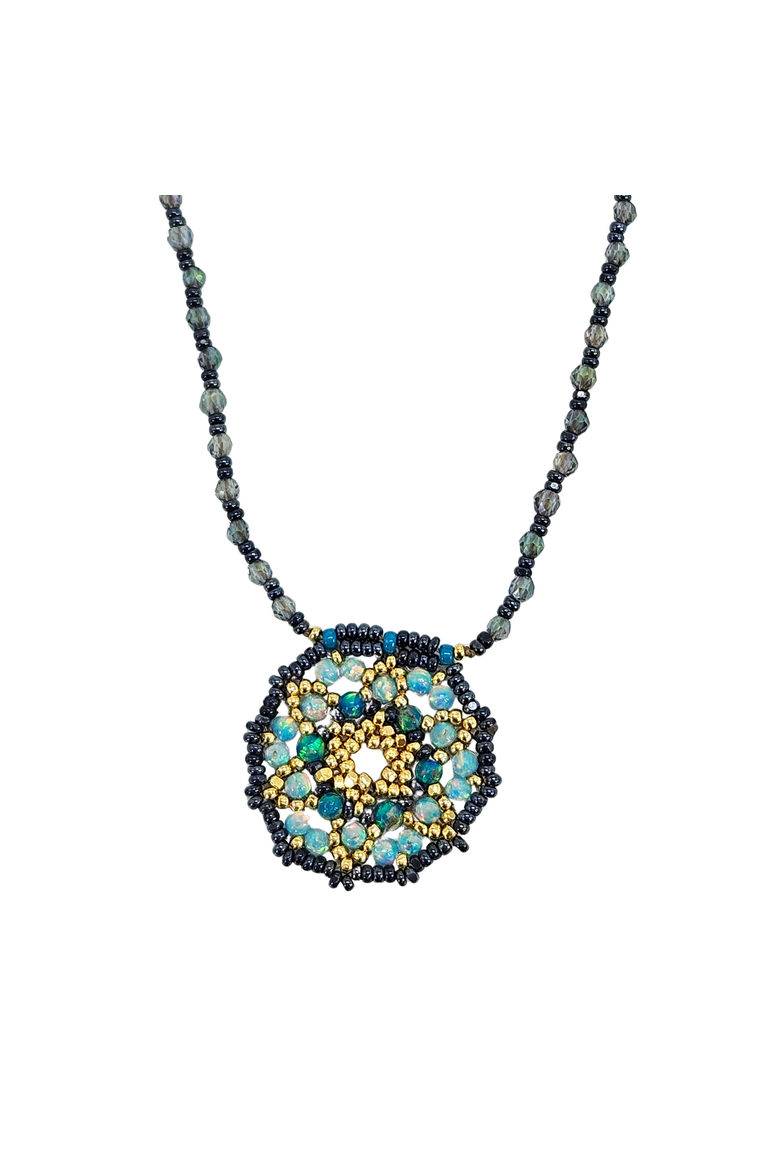 Blue Beaded Small Dreamer Necklace, Alternate, color, blue