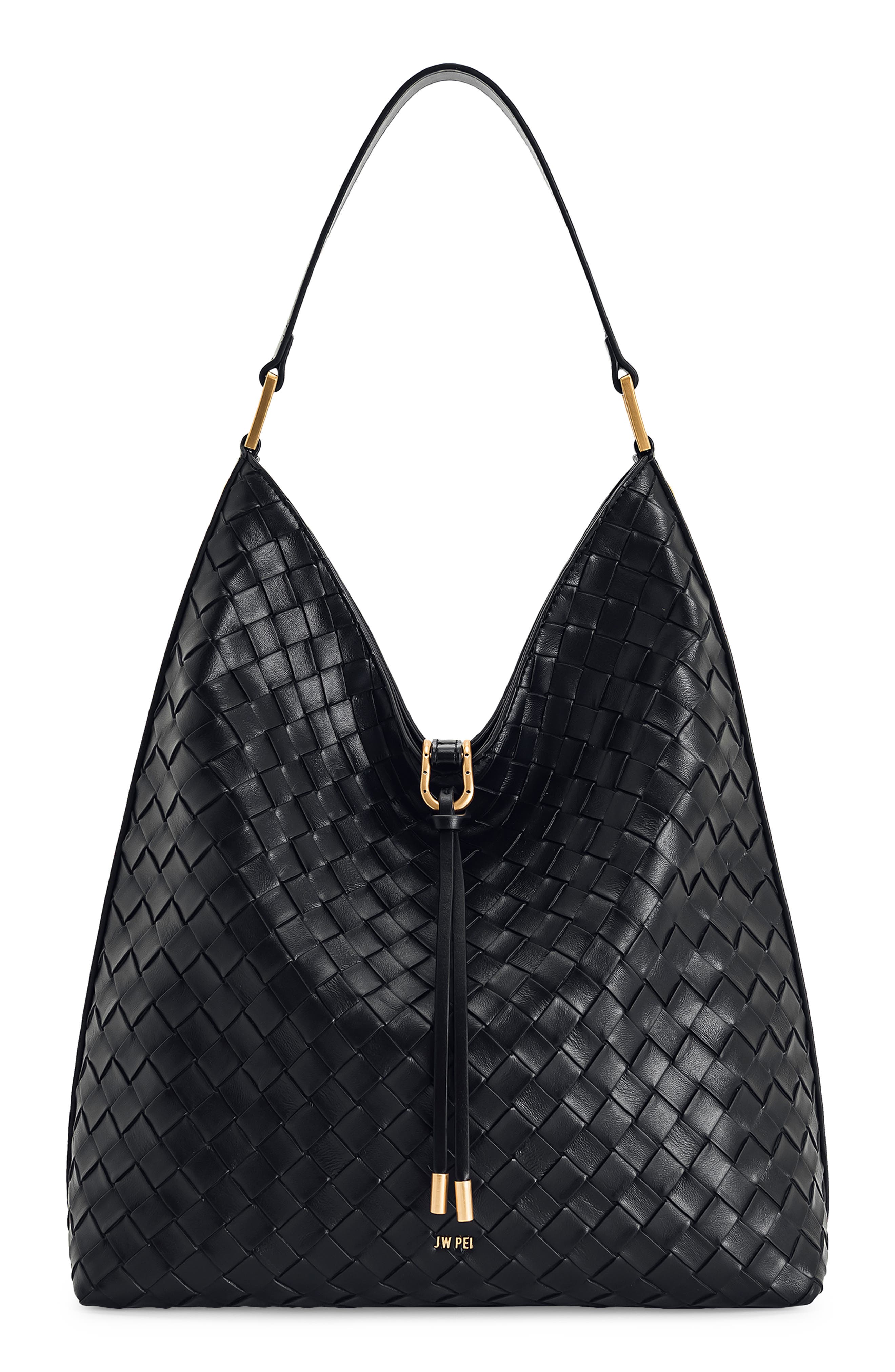 JW PEI Aria Woven Faux Leather Shoulder Bag, Main, color, Black