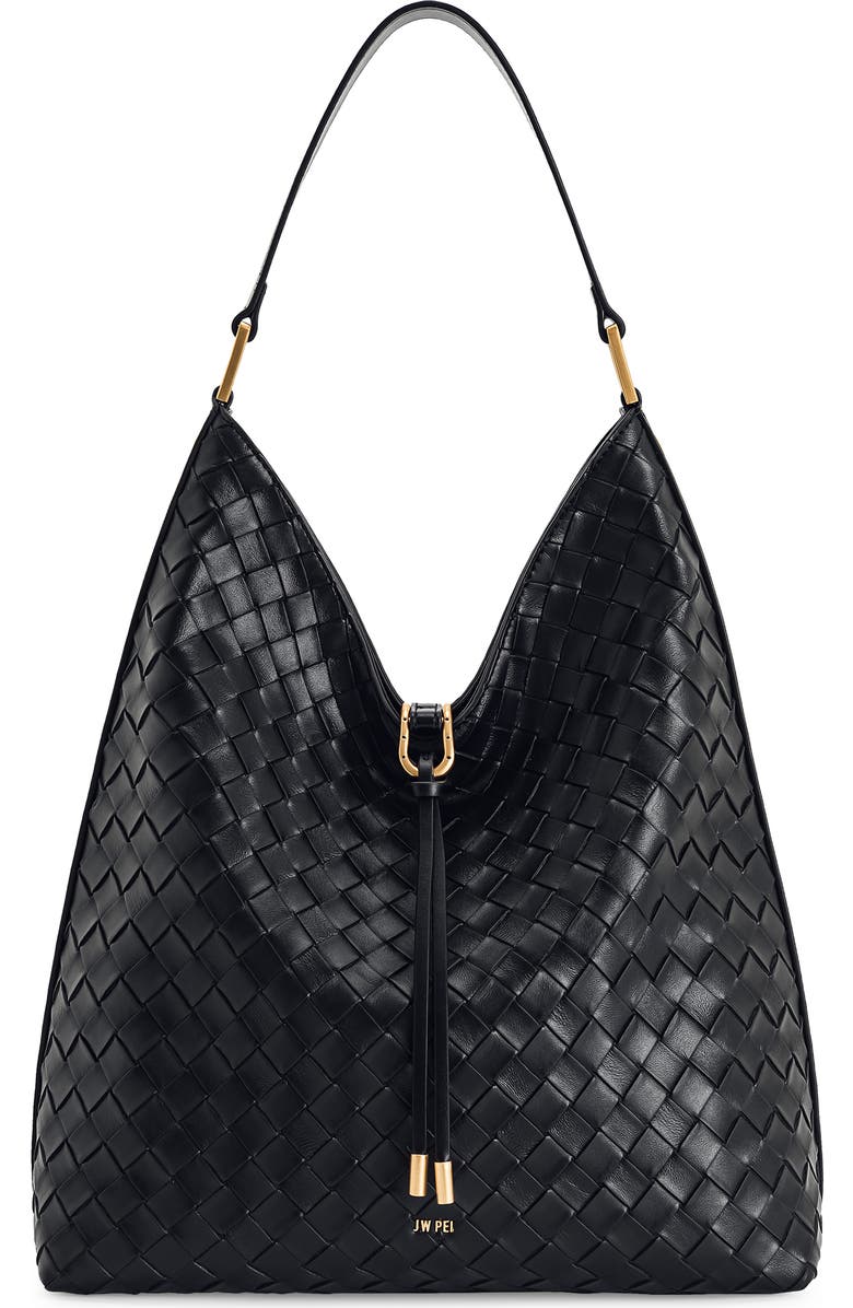 JW PEI Aria Woven Faux Leather Shoulder Bag, Main, color, Black