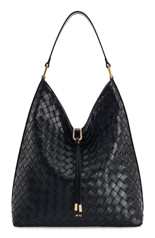 JW PEI Aria Woven Faux Leather Shoulder Bag in Black at Nordstrom