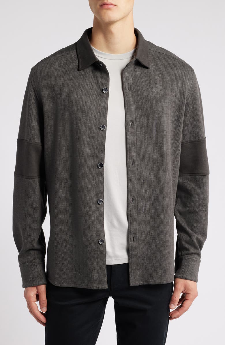 Robert Barakett White Stone Knit Overshirt, Main, color, Charcoal