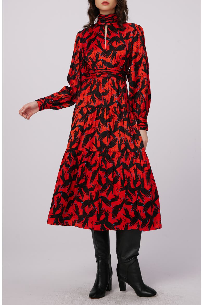 Sai Hand Print Long Sleeve Midi Dress video
