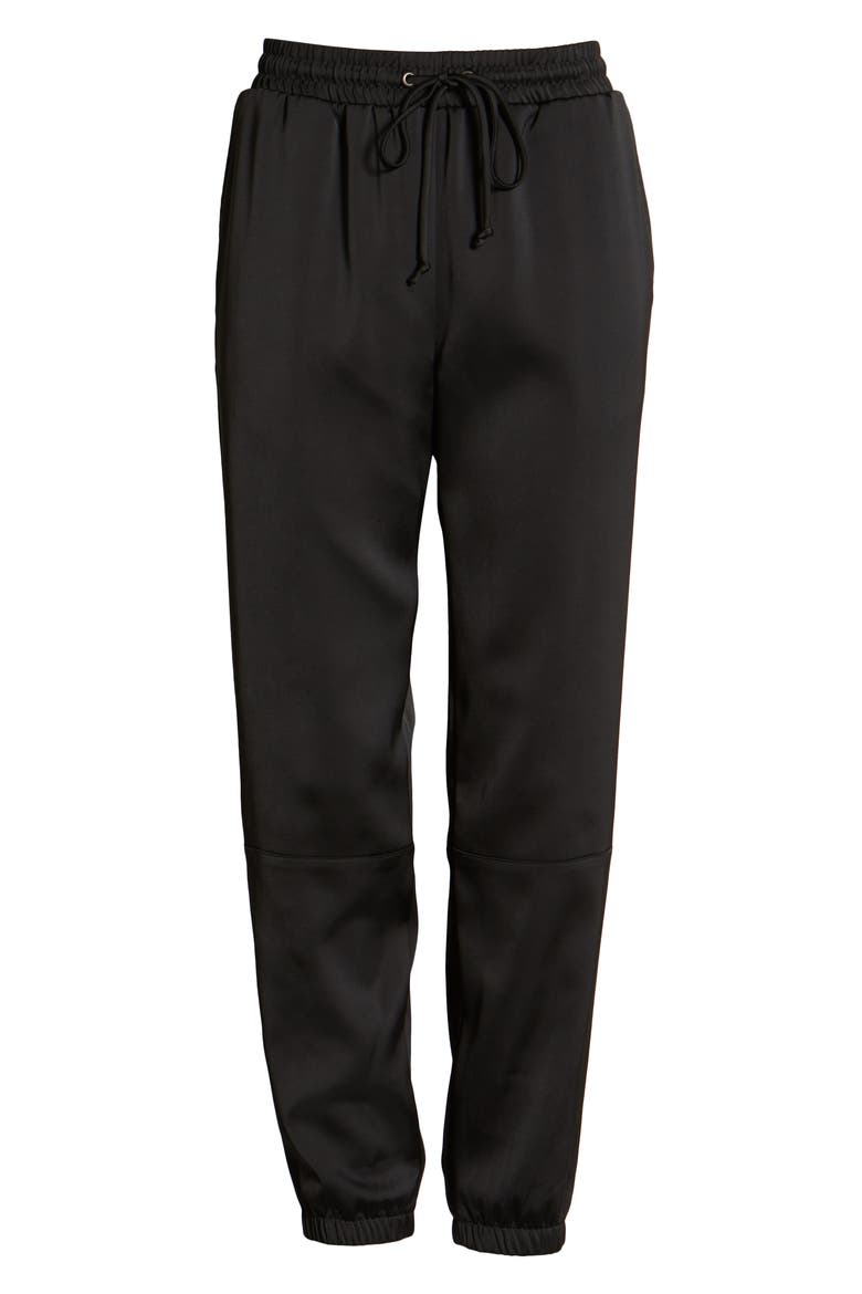 Stretch Satin Joggers, Alternate, color, BLACK