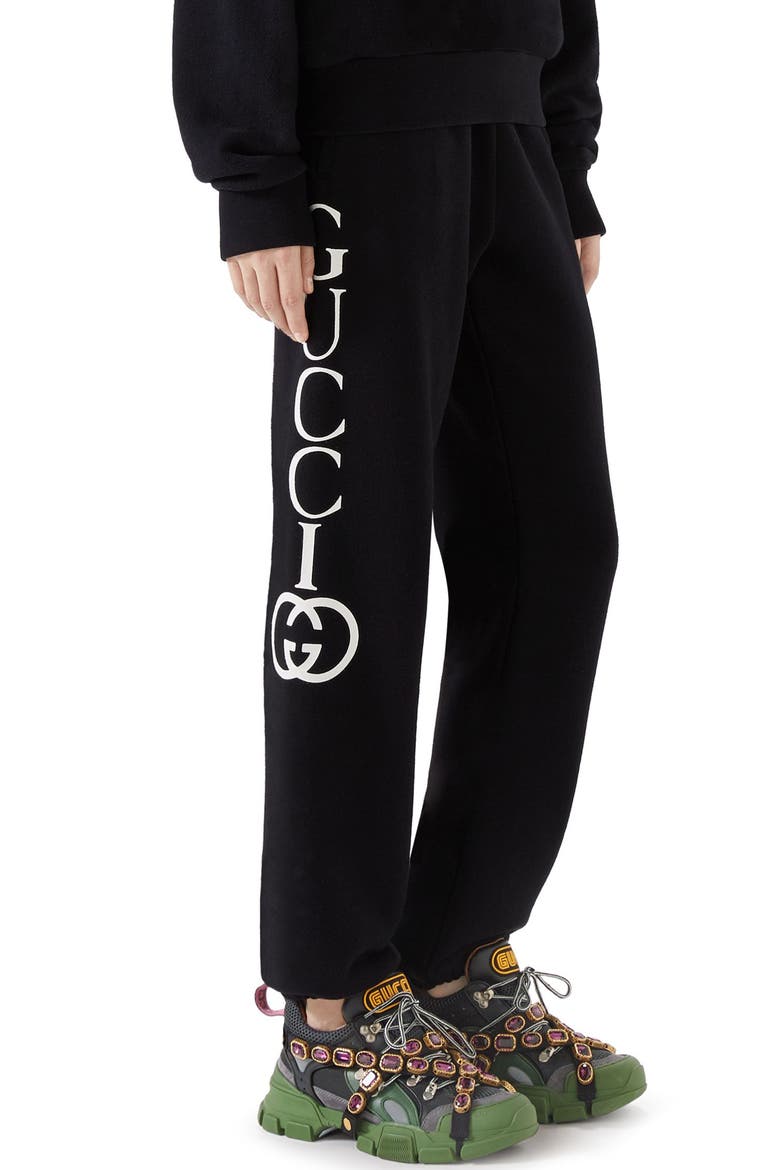 Logo Cotton Sweatpants, Alternate, color, BLACK/ IVORY