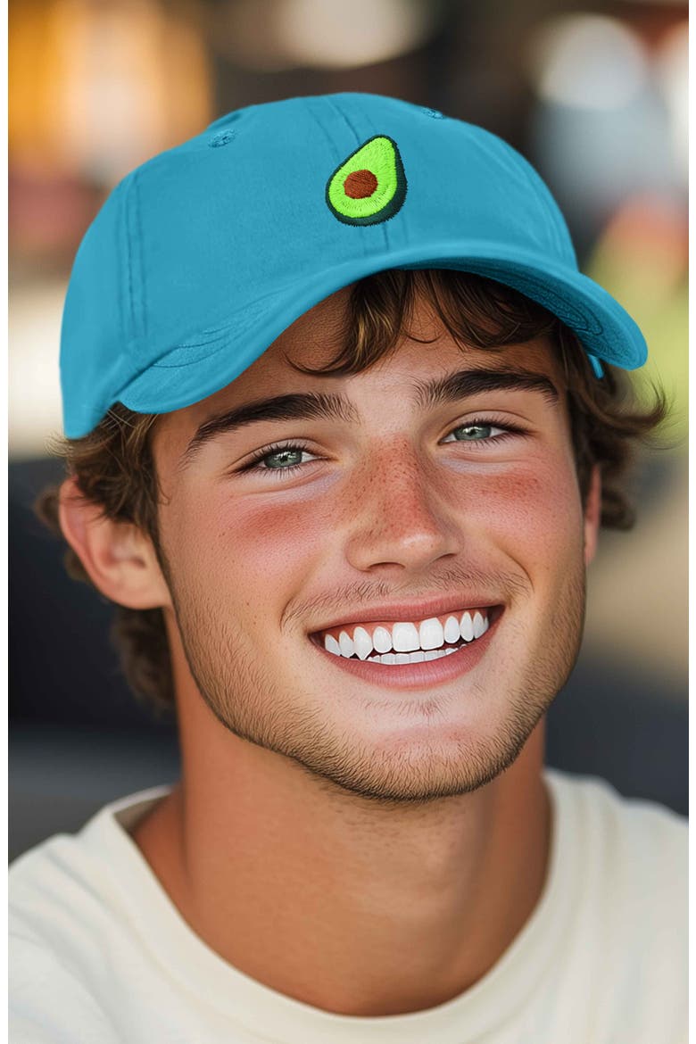 Avocado Embroidered Food Hat, Alternate, color, Teal