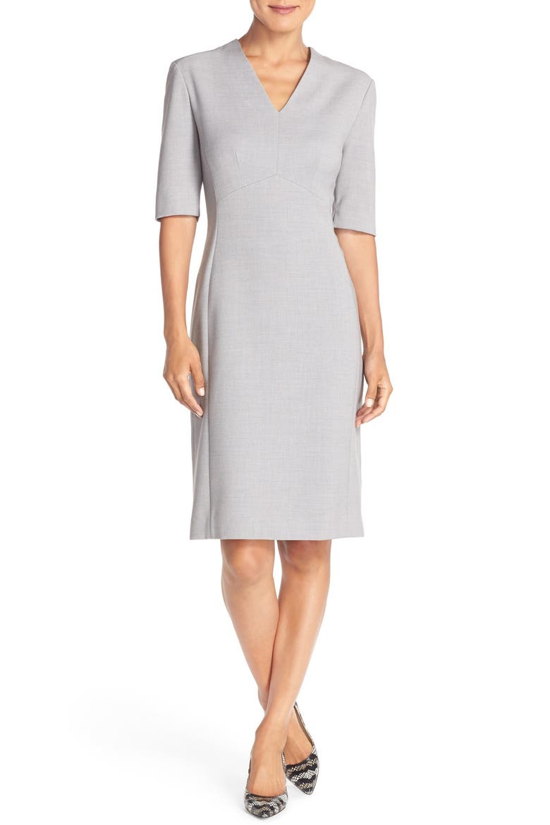 Mélange Woven Sheath Dress, Alternate, color, GREY