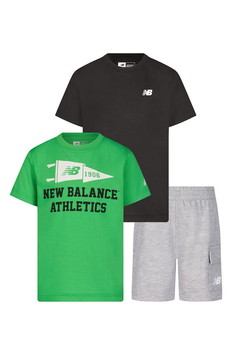 New Balance Kids' Logo Graphic T-Shirt & Shorts 3-Piece Set, Main, color, 