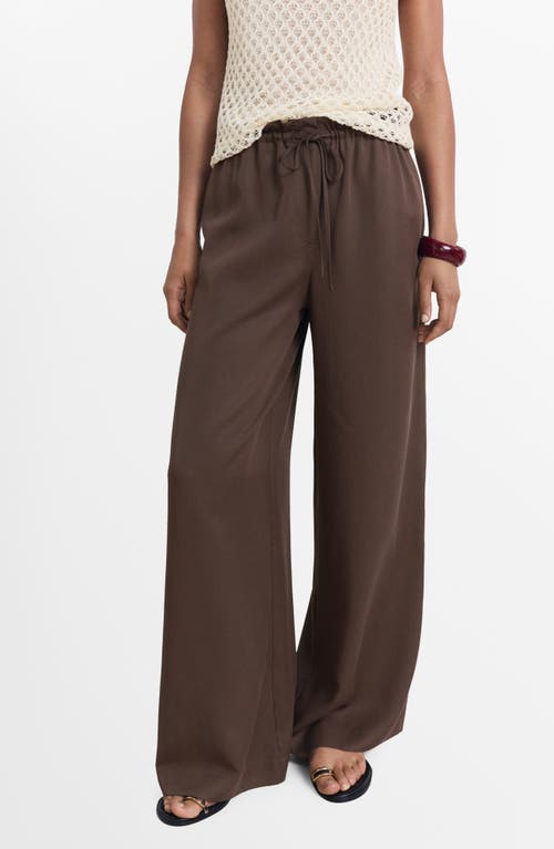 Mango Drawstring Wide Leg Pants In Brown