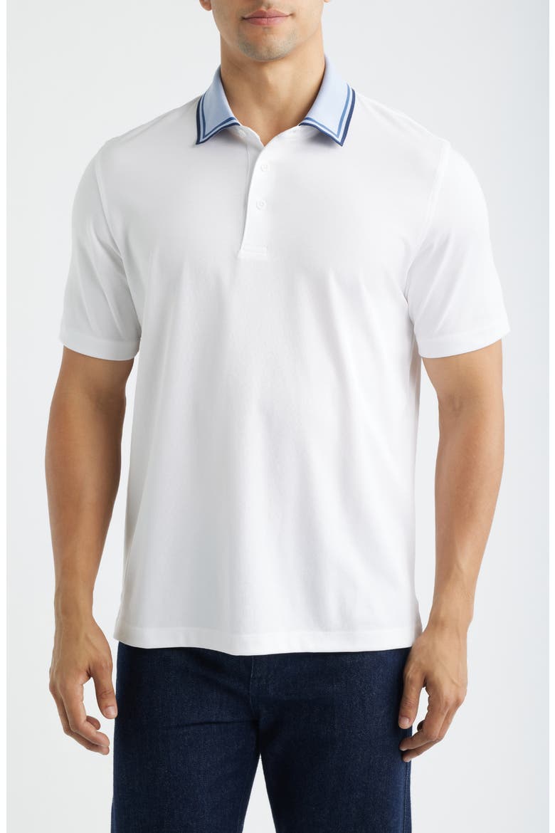 Tipped Contrast Collar Polo, Main, color, WHITE