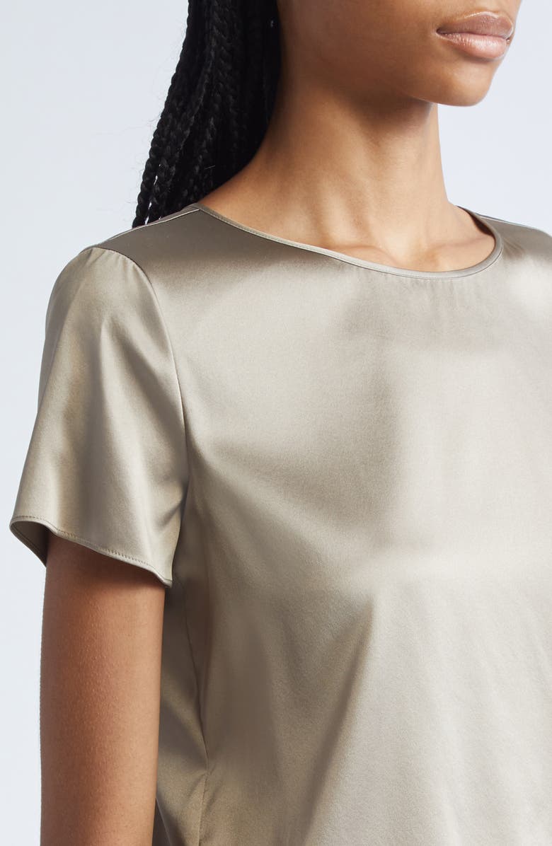 Emporio Armani Stretch Silk Satin Top, Alternate, color, Sand