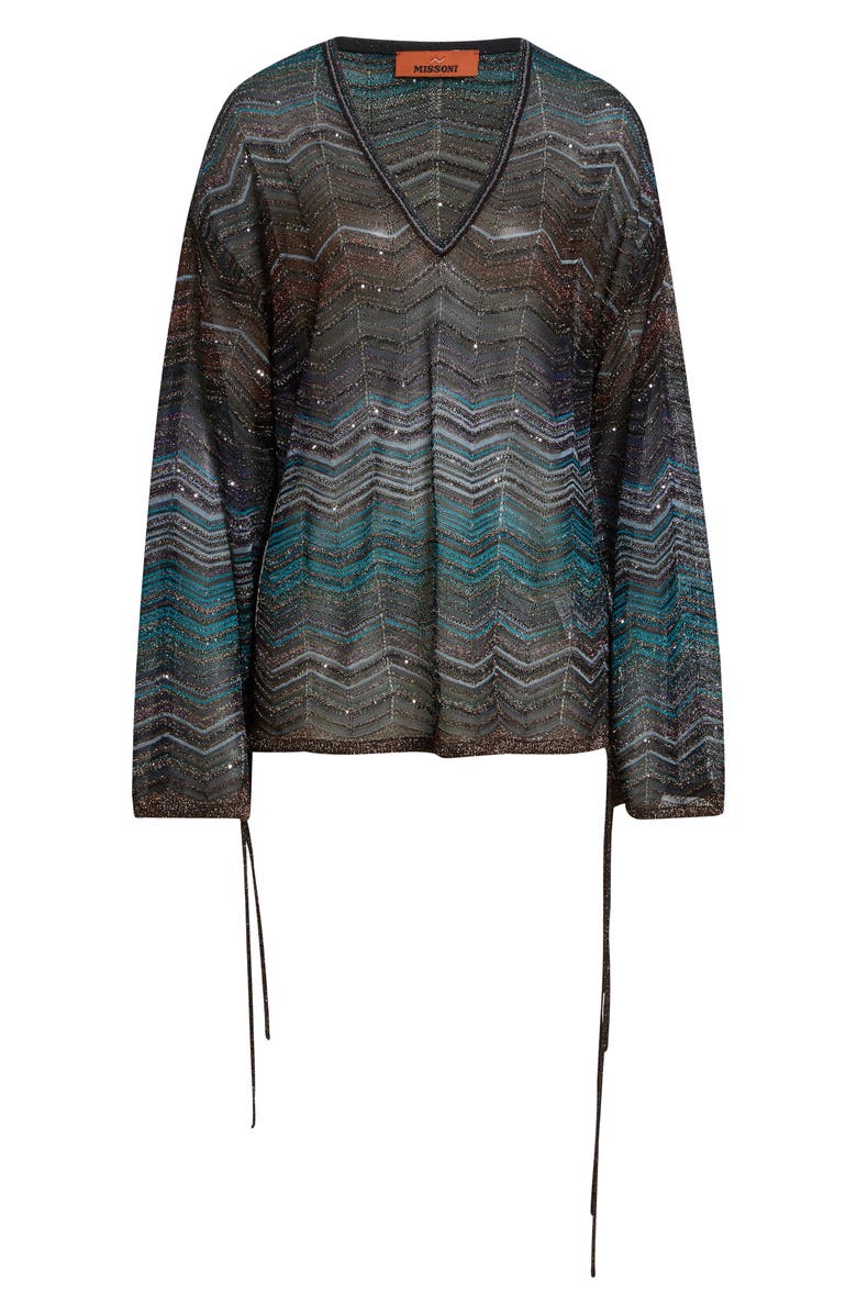 Missoni Zigzag Metallic Sequin Sweater, Alternate, color, Dark Blue Tones