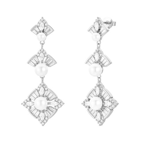 Untamed Petals Margaux Pearl Drop Earrings In Metallic