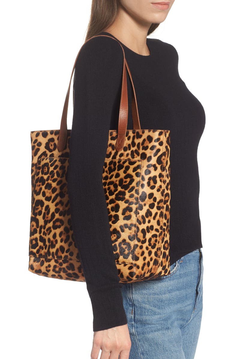 Madewell Leopard Genuine Calf Hair Medium Transport Tote, Alternate, color,
