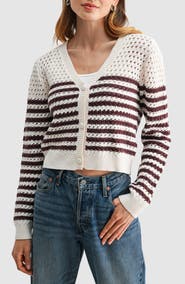 All in Favor Striped Crochet Cardigan