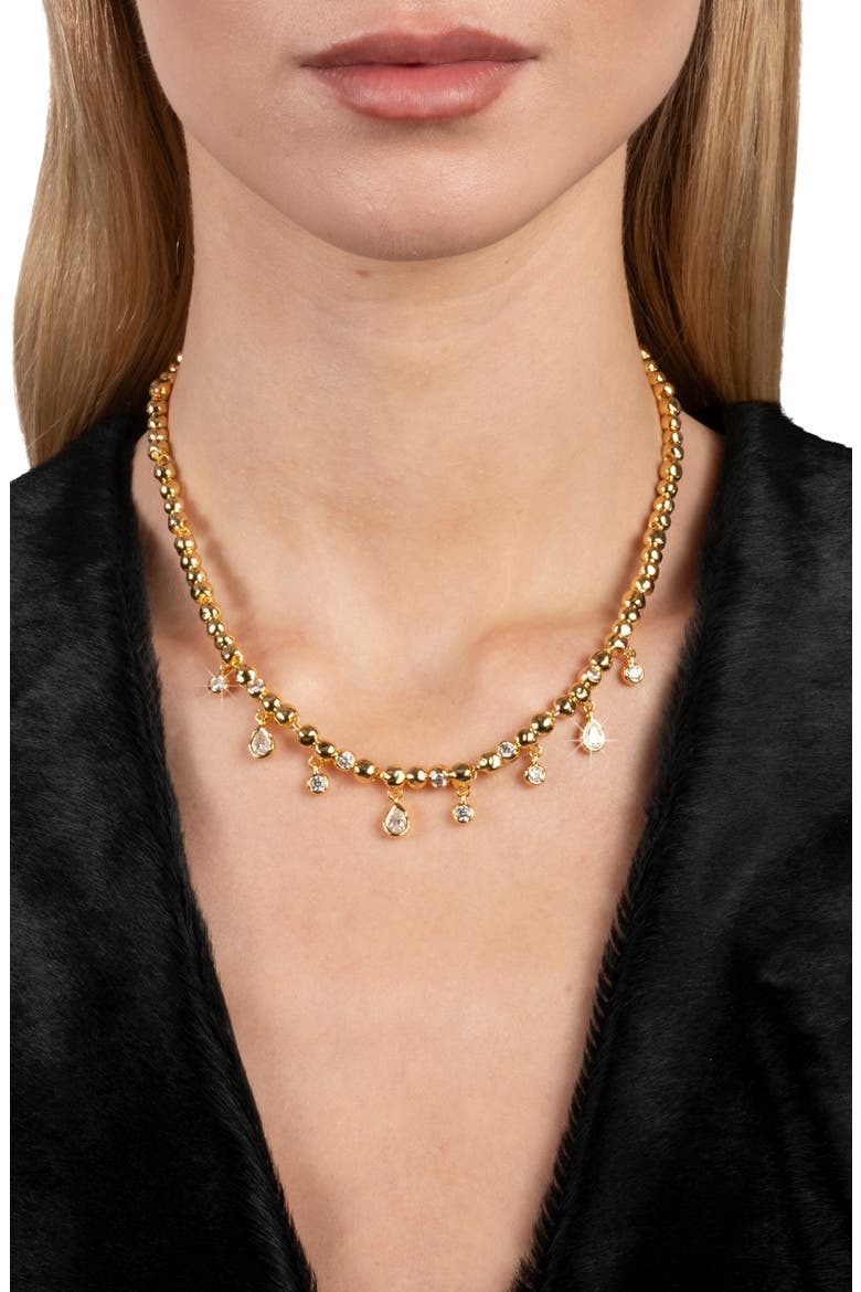 Asterales Cubic Zirconia Charm Ball Chain Necklace, Alternate, color, STONES