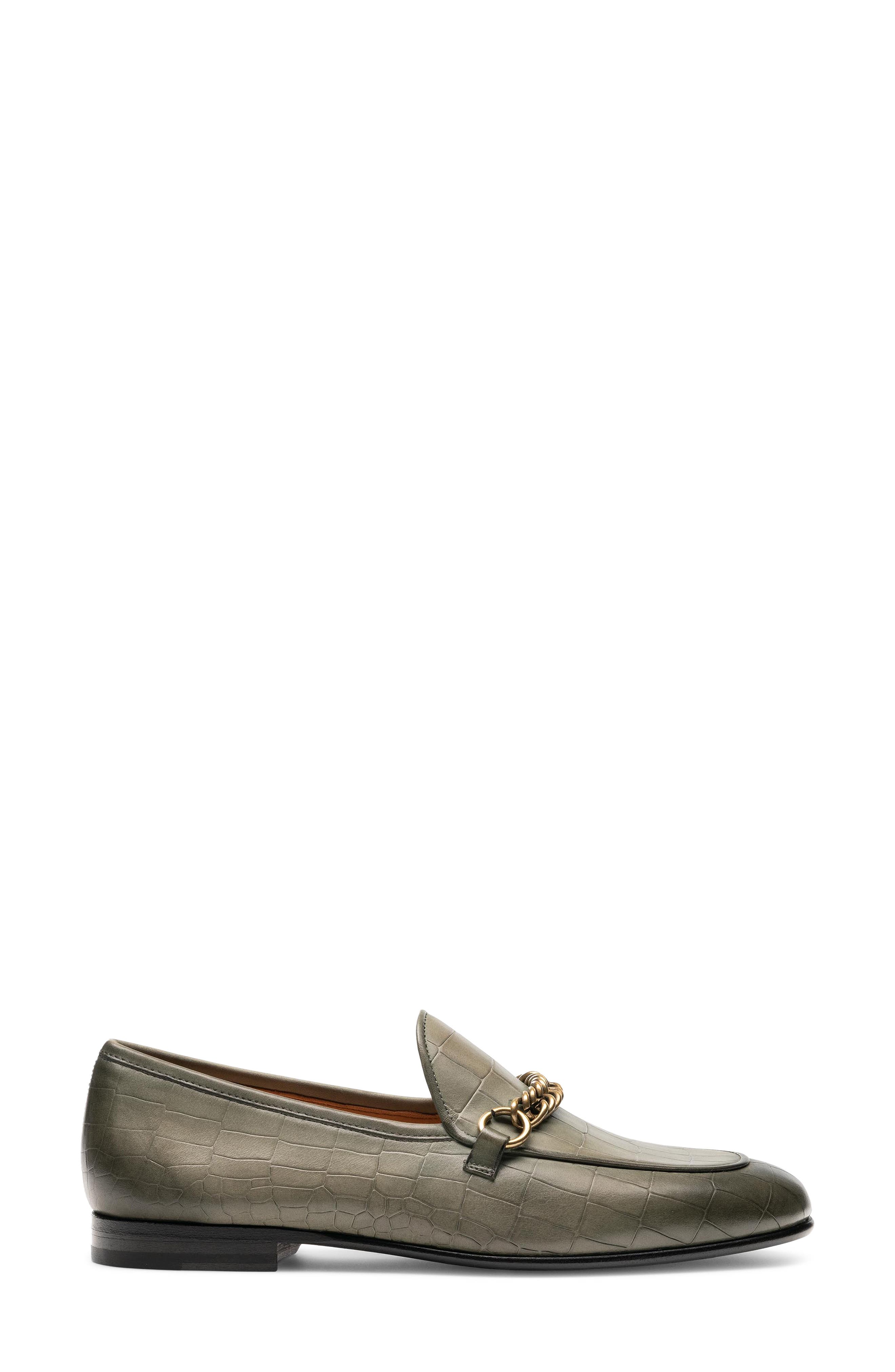 Carmen Croc Embossed Leather Loafer, Alternate, color, GREEN