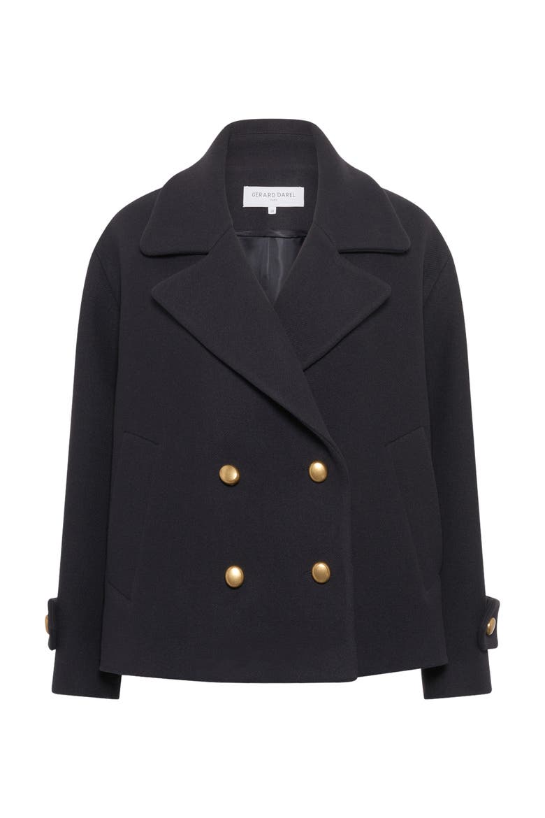 Mouna Double Breasted Cropped Peacoat, Alternate, color, Navy Blue