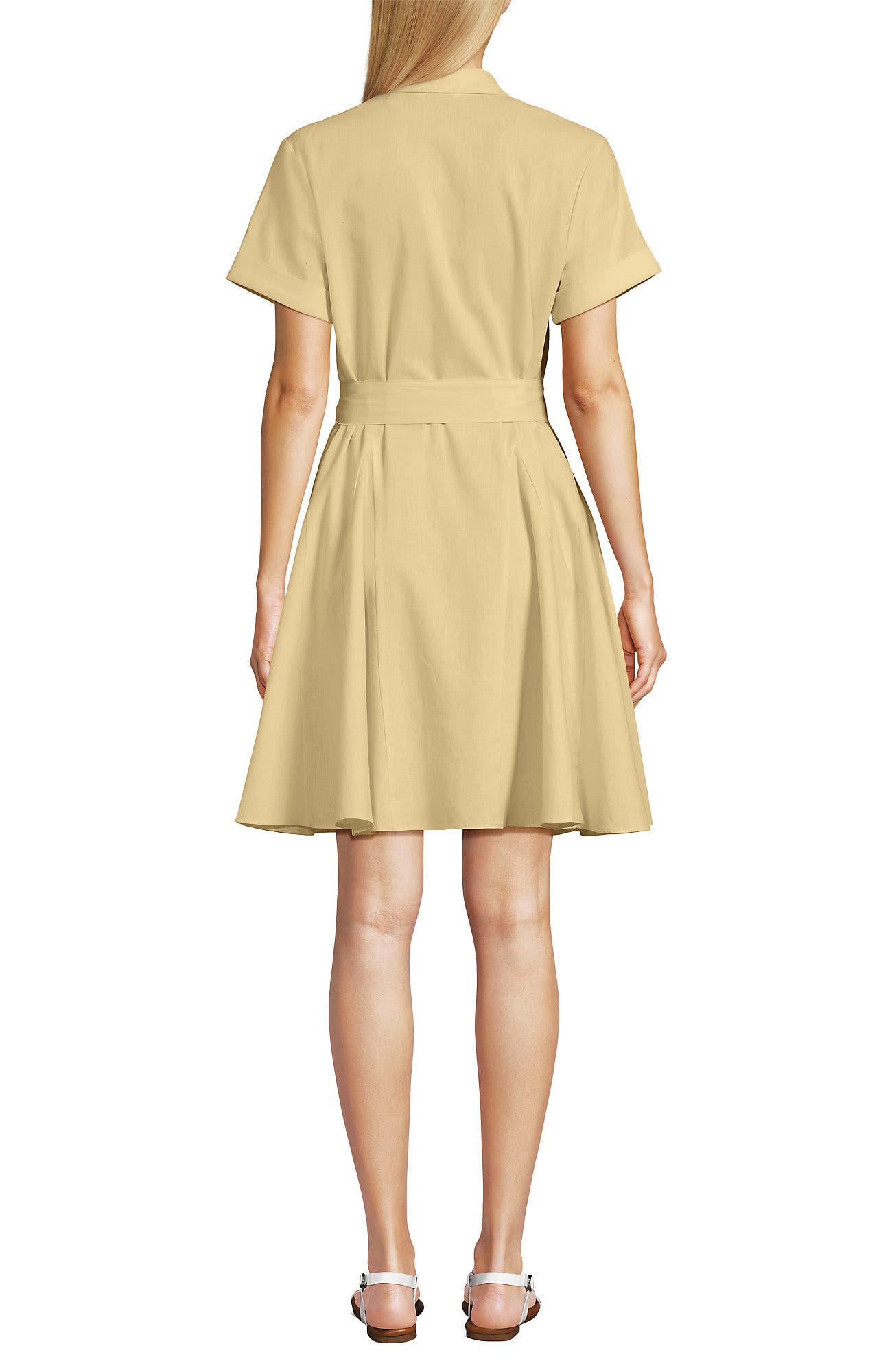 Linen Blend Button Front Dress with Godets - image 4