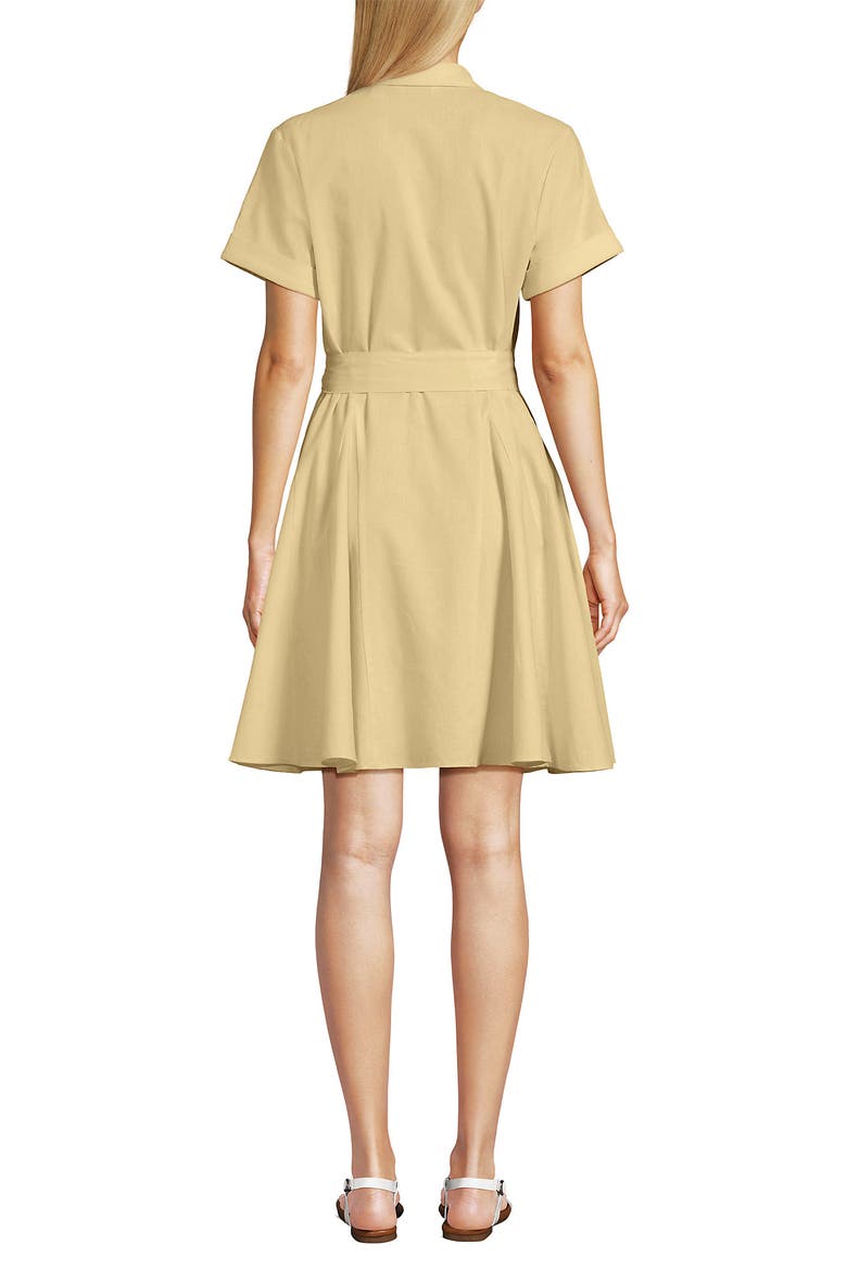 Linen Blend Button Front Dress with Godets, Alternate, color, Pale Sunbeam Yellow
