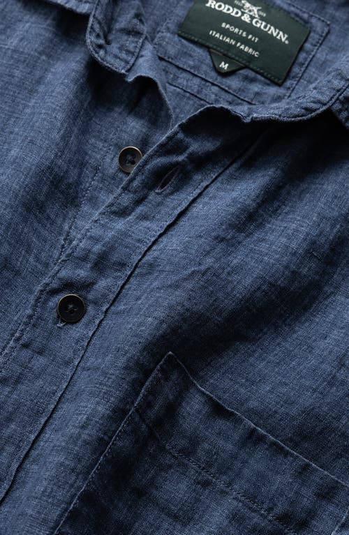 Rodd & Gunn Palm Beach Sports Fit Short Sleeve Linen Button-up Shirt In Blue
