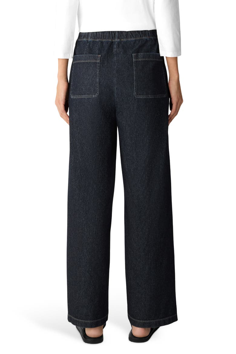 Drawstring Stretch Organic Cotton Straight Leg Pants, Alternate, color, DARK WASH