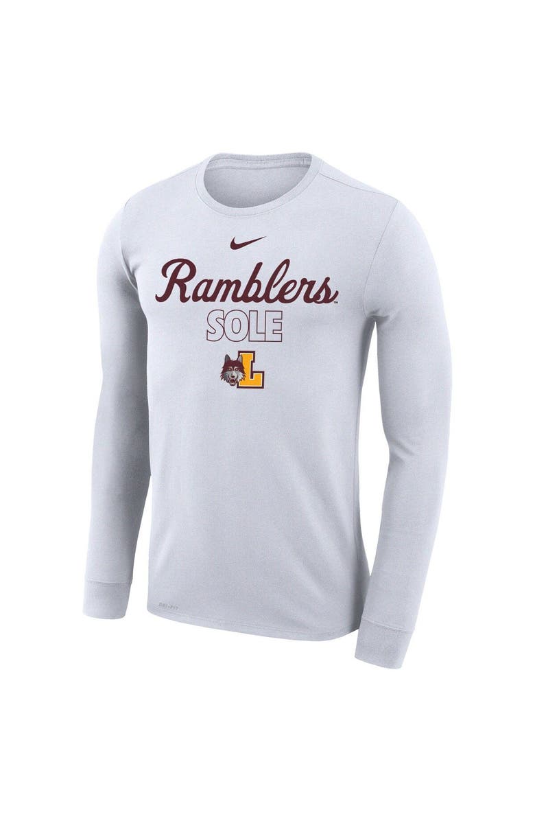 Nike White Loyola Chicago Ramblers 2023 On Court Bench Long Sleeve T-Shirt, Alternate, color,