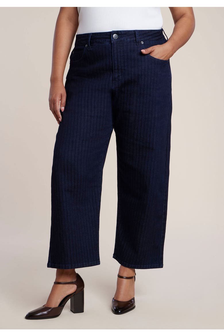 Striped Straight Leg Ankle Jean, Alternate, color, DARK WASH PINSTRIPE