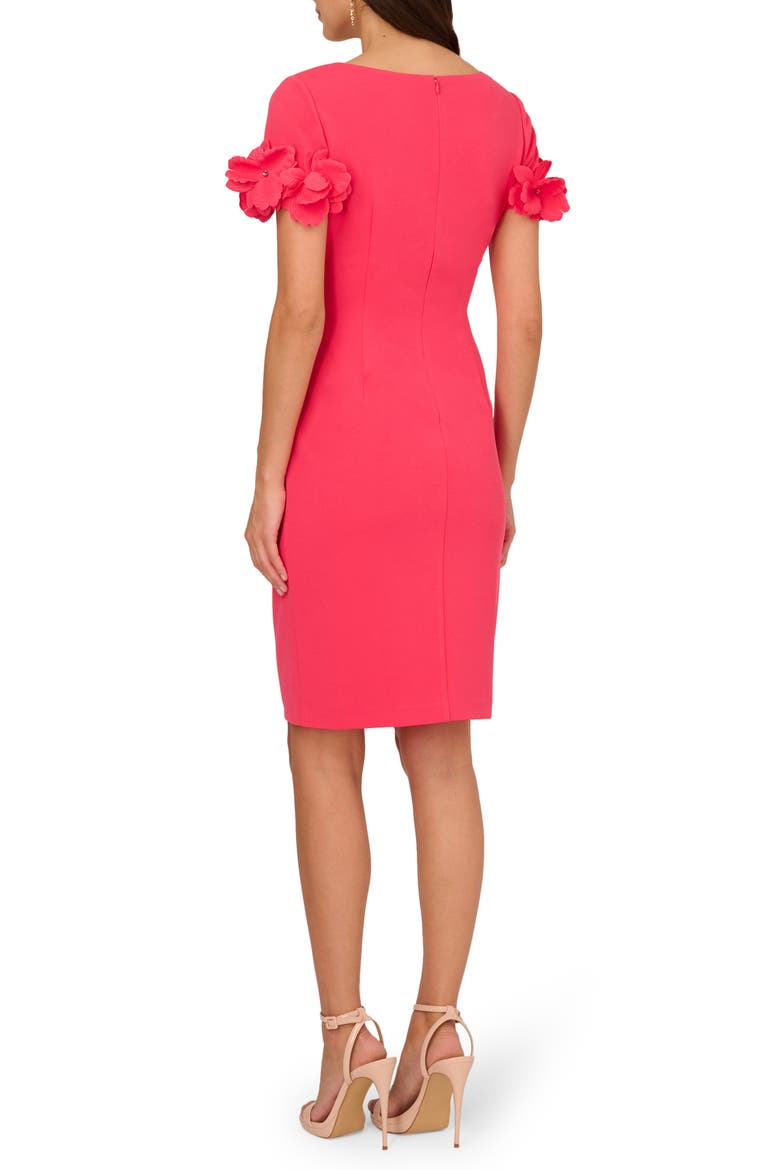 3D Flower Cuff Crepe Faux Wrap Dress, Alternate, color, PETUNIA