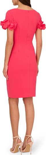 Adrianna Papell 3D Flower Cuff Crepe Faux Wrap Dress | Nordstrom