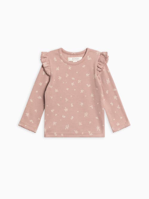 Kendi Rina Ribbed Ruffle Top In Neutral