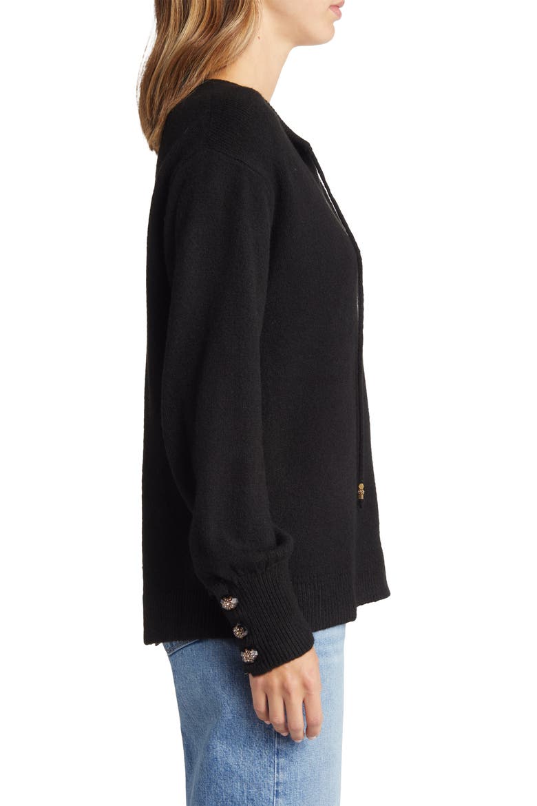 Tie Neck Sweater, Alternate, color, BK-BLACK