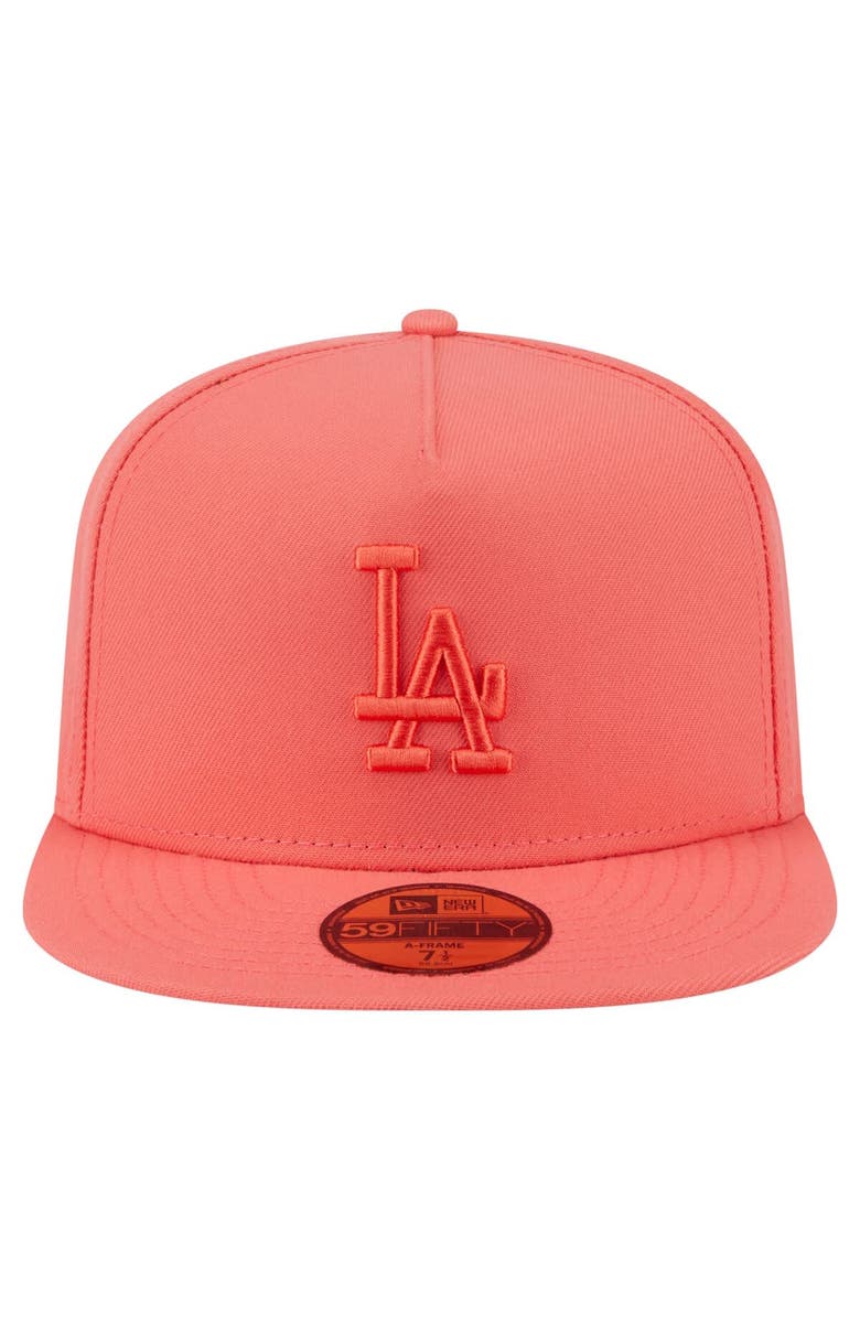 New Era Men's New Era Coral Los Angeles Dodgers Color Pack A-Frame 59FIFTY Fitted Hat, Alternate, color, Coral