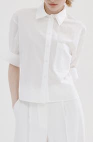 MANGO Embellished Faux Pearl Button-Up Shirt