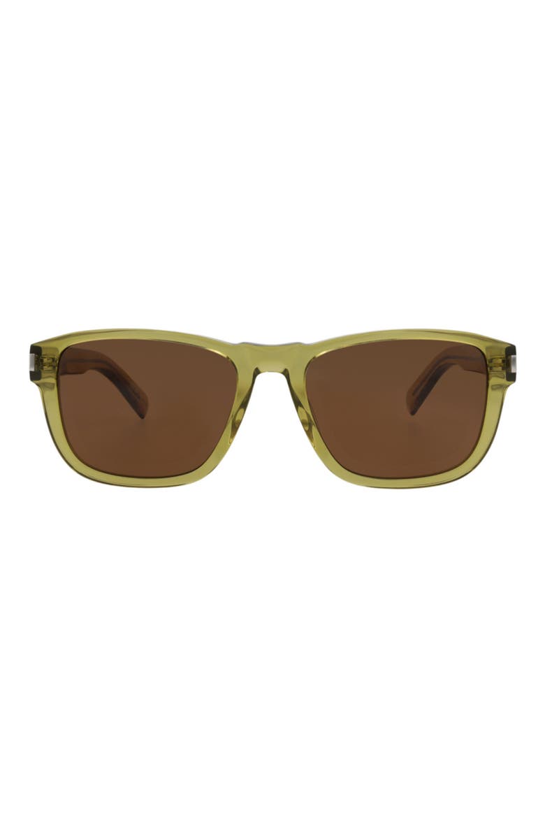 54mm Square Sunglasses, Main, color, GREEN GREEN BROWN