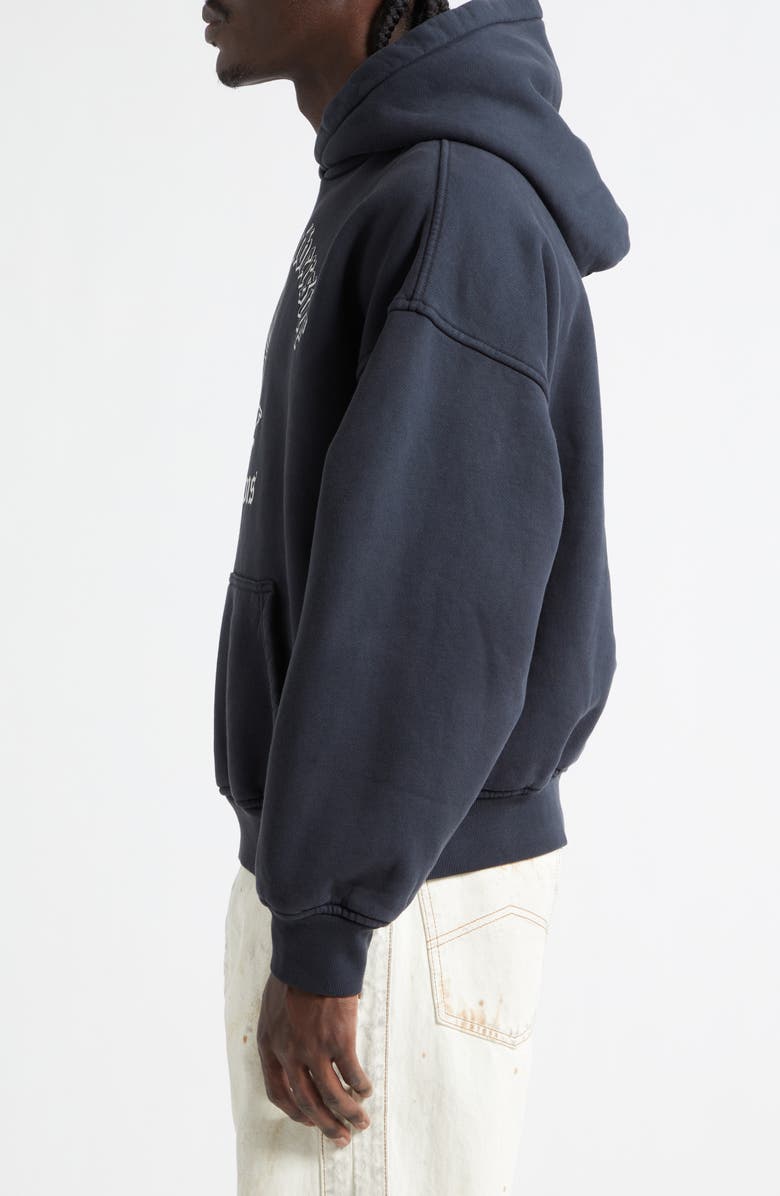 Rhude Collegiate Falcons French Terry Graphic Hoodie, Alternate, color, Vintage Black/ White