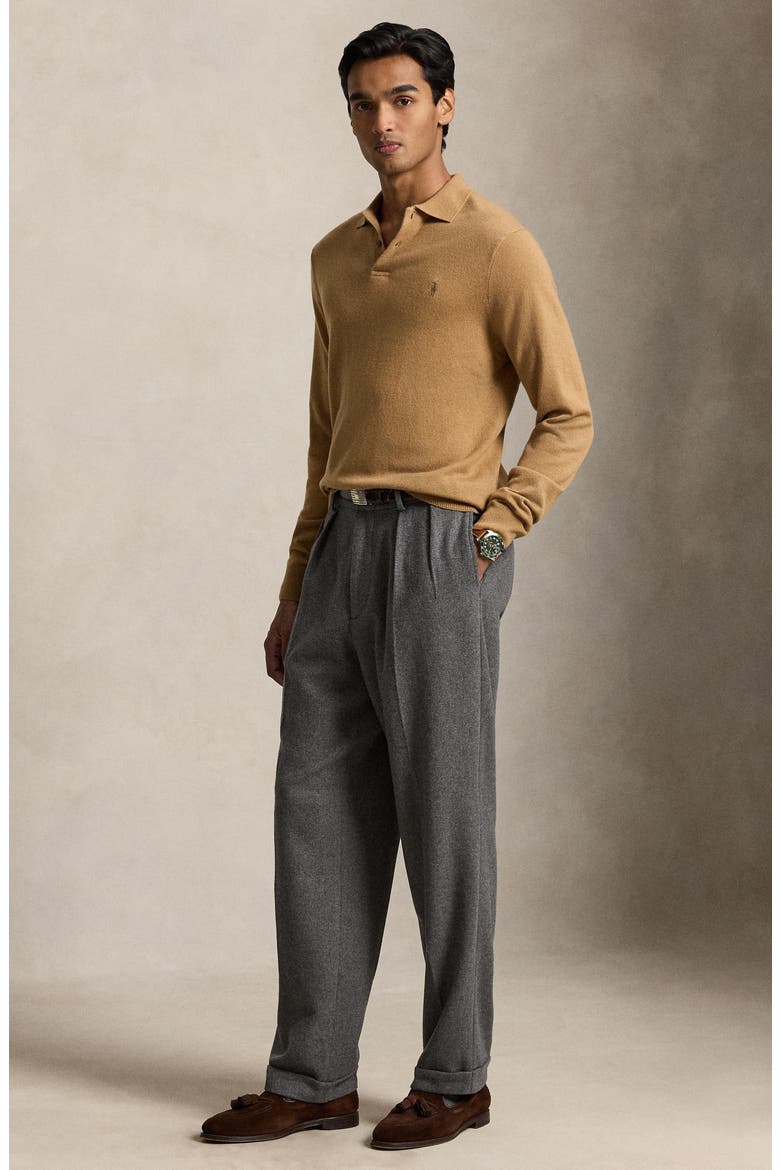Merino Wool Polo Sweater, Alternate, color, TAN HTHR