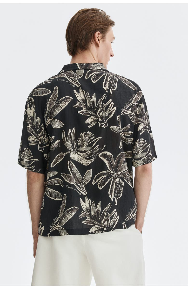 H&M Relaxed Fit Resort Shirt, Alternate, color, Black/Patterned