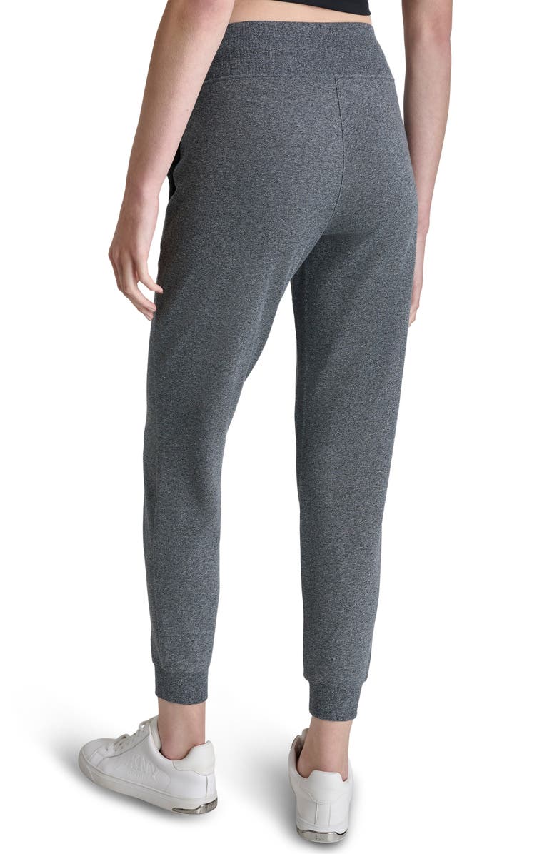 DKNY Rhinestone Logo Cuffed Fleece Joggers, Alternate, color, Black Heather
