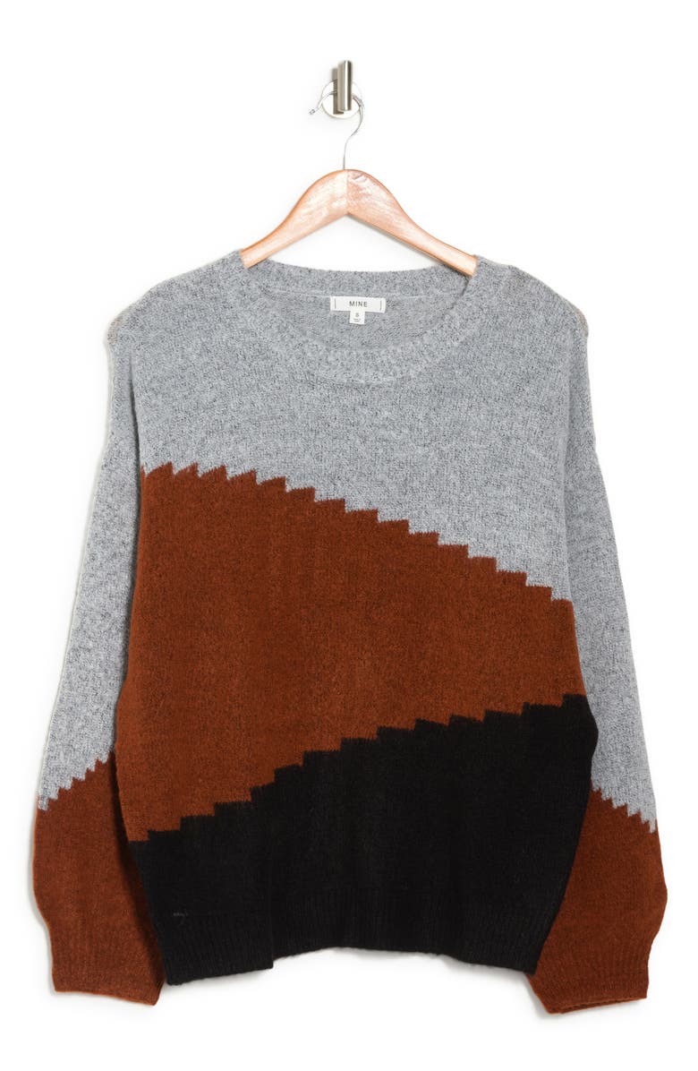 Blu Pepper Etched Colorblock Sweater, Alternate, color,