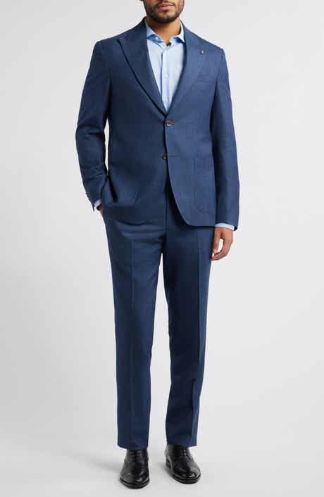 Jack Victor Marco Peak Lapel Solid Wool & Silk Blend Suit