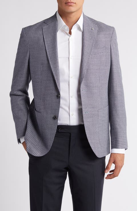 Keith Slim Fit Step Check Wool & Cotton Sport Coat
