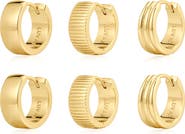 Luv AJ The Remy Ridged Set of 3 Huggie Earrings