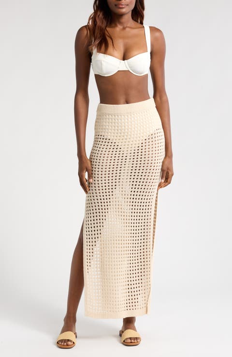 Open Stitch Cover-Up Midi Skirt