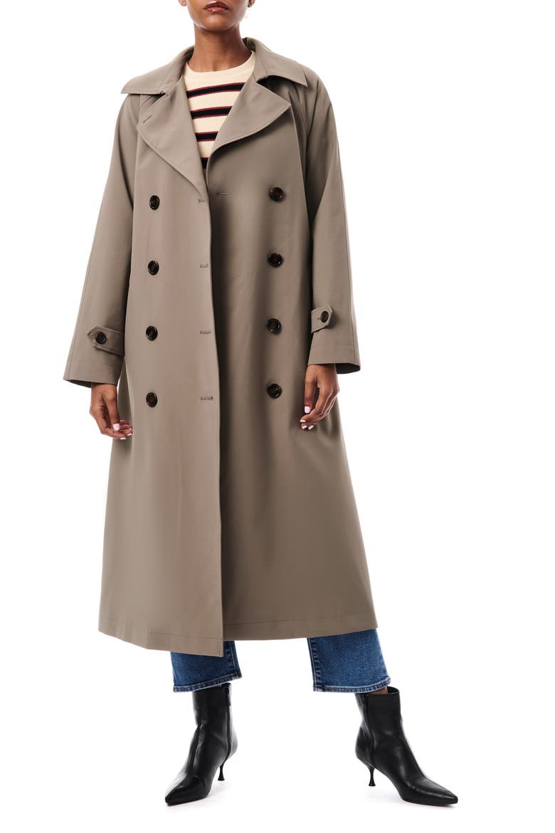 Double Breasted Trench Coat, Main, color, SMOKE